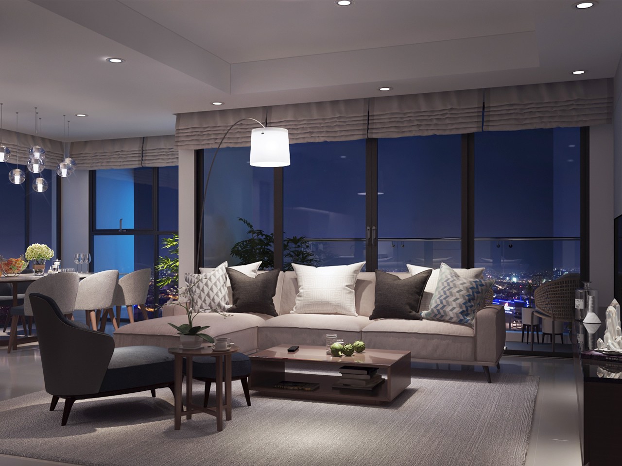 Phòng khách Căn hộ mẫu Hoyori Aqua Tower Đà Nẵng